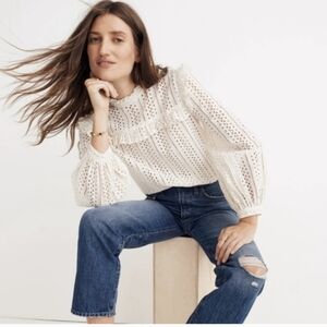 Madewell Eyelet Blouse Ivory Cottage